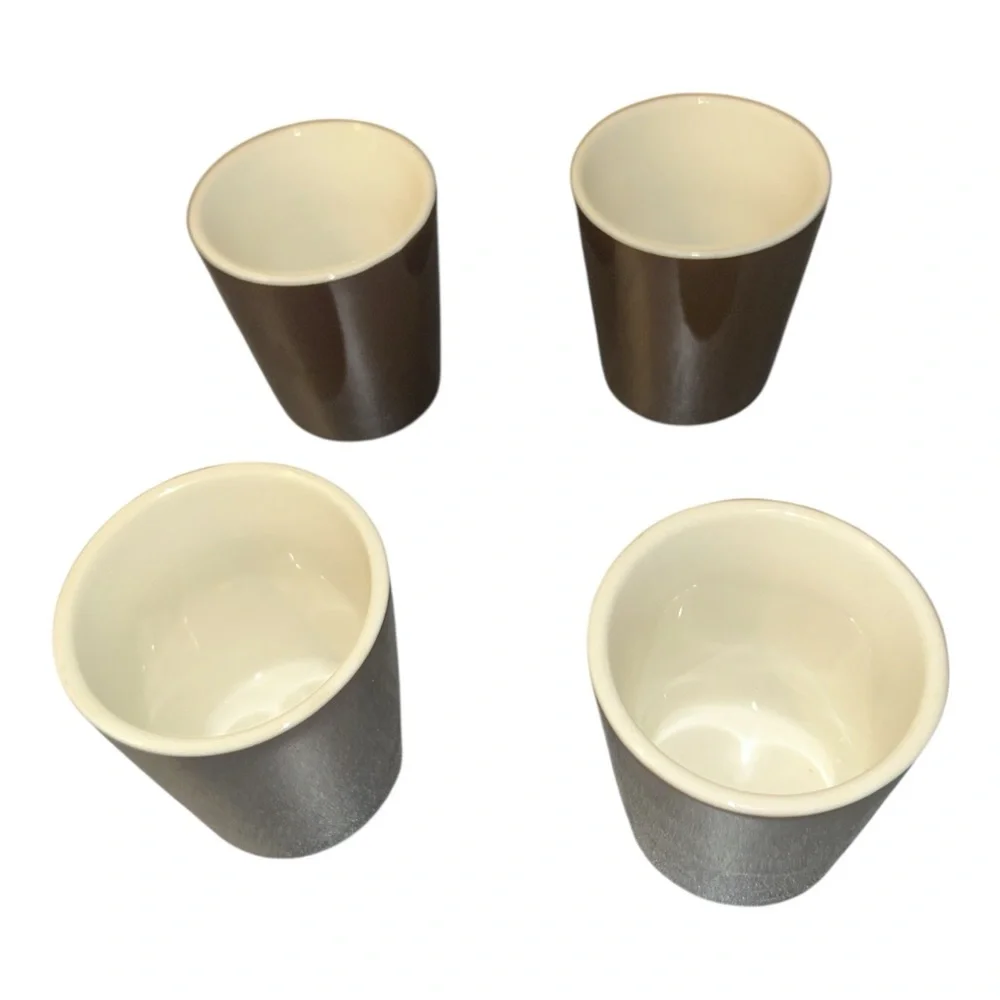 Crate‎ & Barrel Brown Espresso Cups Set 4 Demitasse